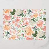 Frühlingsblüte Pfirsichfarben Blumenkohl Bridal Br Folieneinladung (Rückseite)