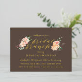 Frühlingsblüte Pfirsichfarben Blumenkohl Bridal Br Folieneinladung (Stehend vorne)