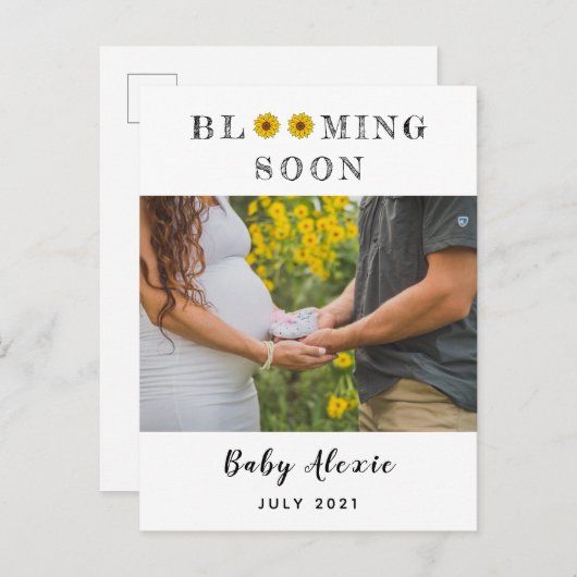 Frühlingsblüte Schwangerschaft offenbaren/ Geburt  Ankündigungspostkarte (Vorne/Hinten)