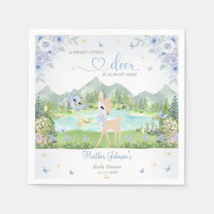 Frühlingsblüte und Schmetterlinge Reh Baby Shower  Serviette