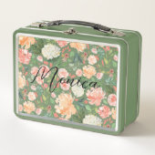 Frühlingsblüte und Wasserfarbe Florenz Grün Metall Brotdose (Vorderseite)