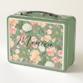 Frühlingsblüte und Wasserfarbe Florenz Grün Metall Brotdose (Rückseite)