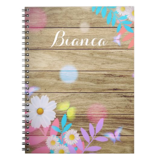 Frühlingsblüten auf Holz Notizblock (Vorderseite)