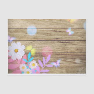 Frühlingsblüten auf Holz Seidenpapier