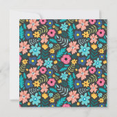 Frühlingsblüten auf Schwarzer Monogramm Mitteilungskarte (Rückseite)