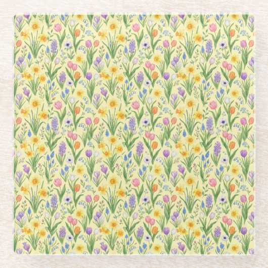 Frühlingsblüten-Ausbruch-Muster Glasuntersetzer (Vorderseite)