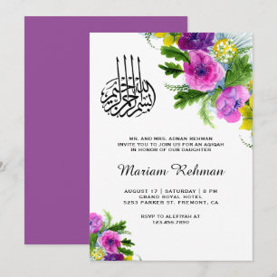 Frühlingsblüten Baby Mädchen Aqiqah Einladung