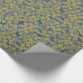 Frühlingsblüten, blau & gelb, Blumenmuster Geschenkpapier (Ecke)