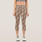 Frühlingsblüten Blume Art Nattern Muster Capri Leggings (Vorderseite)