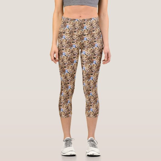 Frühlingsblüten Blume Art Nattern Muster Capri Leggings (Vorderseite)