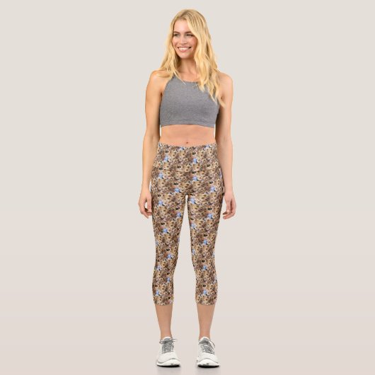 Frühlingsblüten Blume Art Nattern Muster Capri Leggings (Vorderseite)