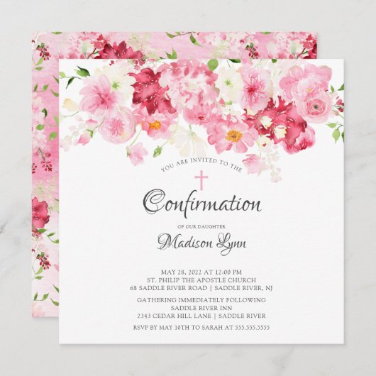 Frühlingsblüten Blumenbestätigung Einladung (Vorne/Hinten)