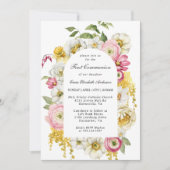 Frühlingsblüten Blumenbogen Erste Kommune Einladung (Vorderseite)