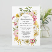 Frühlingsblüten Blumenbogen Erste Kommune Einladung (Stehend Vorderseite)