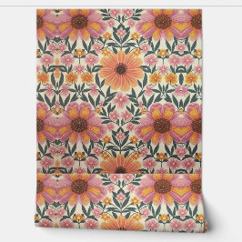 Frühlingsblüten Blumenmuster Vorhang und Tapeten