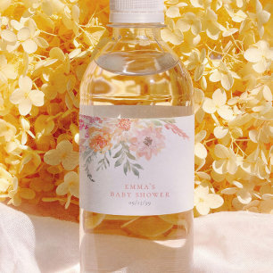 Frühlingsblüten Blumenrosa Mädchen Baby-Party Wasserflaschenetikett