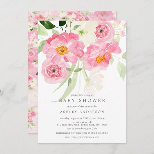 Frühlingsblüten Blütendusche Einladung (Vorne/Hinten)