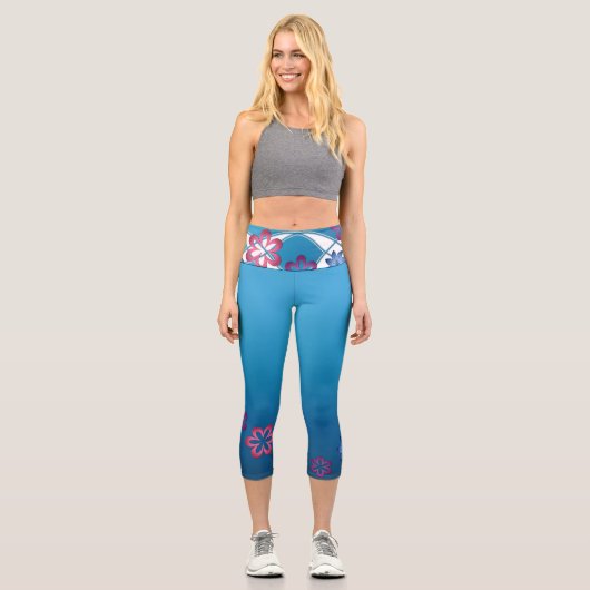 Frühlingsblüten Capri Leggings (Vorderseite)