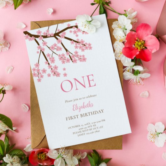 Frühlingsblüten der ersten Geburtstagsfeier Niedli Einladung