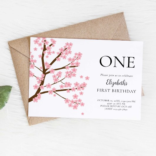 Frühlingsblüten der ersten Geburtstagsfeier Niedli Einladung