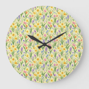 Frühlingsblüten-Explosion-Muster Große Wanduhr