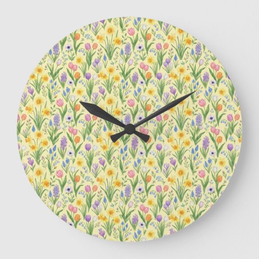 Frühlingsblüten-Explosion-Muster Große Wanduhr (Vorderseite)