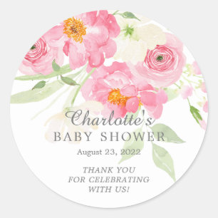 Frühlingsblüten florale Babydusche Runder Aufkleber