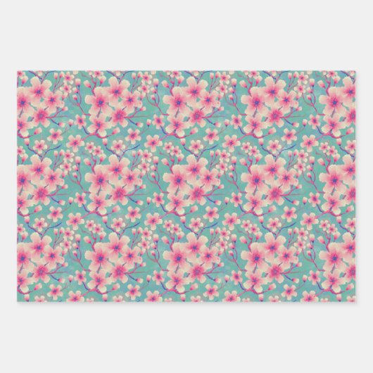 Frühlingsblüten geschenkpapier set (Vorderseite 2)