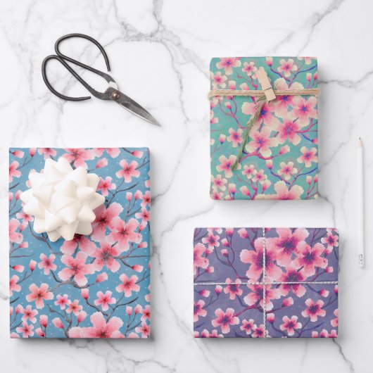 Frühlingsblüten geschenkpapier set (Vorderseite)