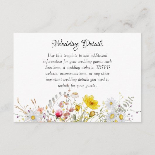 Frühlingsblüten-Hochzeit-Beilagekarten Begleitkarte (Vorderseite)