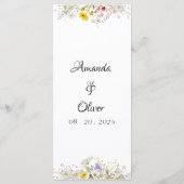 Frühlingsblüten-Hochzeitsmenü Menükarte (Rückseite)