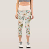 Frühlingsblüten in Robins Ei-Blau Capri Leggings (Vorderseite)