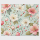 Frühlingsblüten in Robins Ei-Blau Geschenkpapier (Flach)