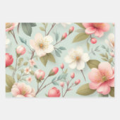 Frühlingsblüten in Robins Ei-Blau Geschenkpapier Set (Vorderseite)