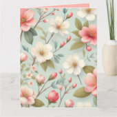 Frühlingsblüten in Robins Ei-Blau Karte (Vorderseite)