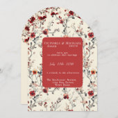 Frühlingsblüten in Rosa und Roter Blume Einladung (Vorne/Hinten)