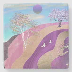 Frühlingsblüten Landschaft Steinuntersetzer