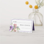 Frühlingsblüten Lila Pfirsichmahlzeit Platzkarte (Vorderseite)