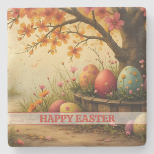 Frühlingsblüten-Magie mit Oster-Ei-Pracht Steinuntersetzer