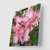 Frühlingsblüten mit doppeltem Rot und weißem Azale Quadratische Wanduhr (Winkel)