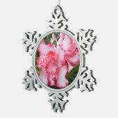 Frühlingsblüten mit doppeltem Rot und weißem Azale Schneeflocken Zinn-Ornament (Rechts)