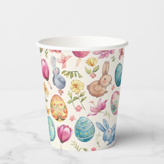 Frühlingsblüten-Ostern 6 Pappbecher (Rückseite)