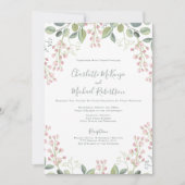 Frühlingsblüten Rosa Blütenminze Grüne Hochzeit Einladung (Vorderseite)