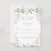 Frühlingsblüten Rosa Blütenminze Grüne Hochzeit RSVP Karte (Vorderseite)