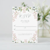 Frühlingsblüten Rosa Blütenminze Grüne Hochzeit RSVP Karte (Stehend Vorderseite)