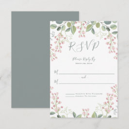 Frühlingsblüten Rosa Blütenminze Grüne Hochzeit RSVP Karte