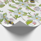 Frühlingsblüten und Hummeln Geschenkpapier (Ecke)