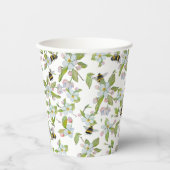 Frühlingsblüten und Hummeln Pappbecher (Vorderseite)