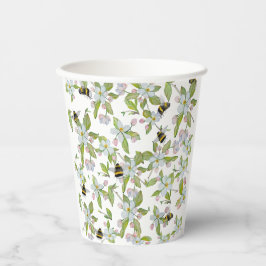 Frühlingsblüten und Hummeln Pappbecher