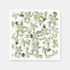 Frühlingsblüten und Hummeln Serviette